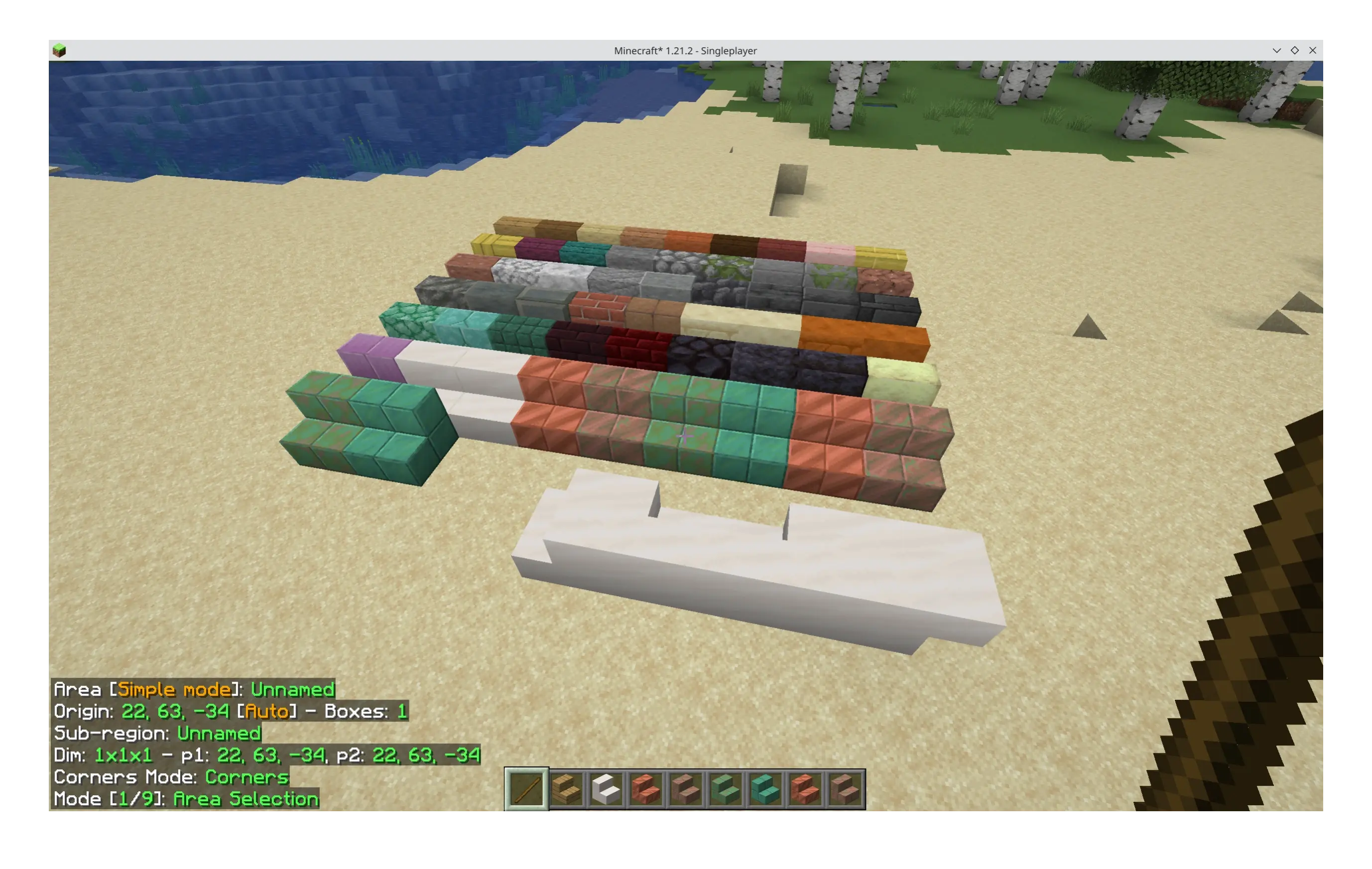 all fifty-something minecraft stair blocks. an array of colourful stairs