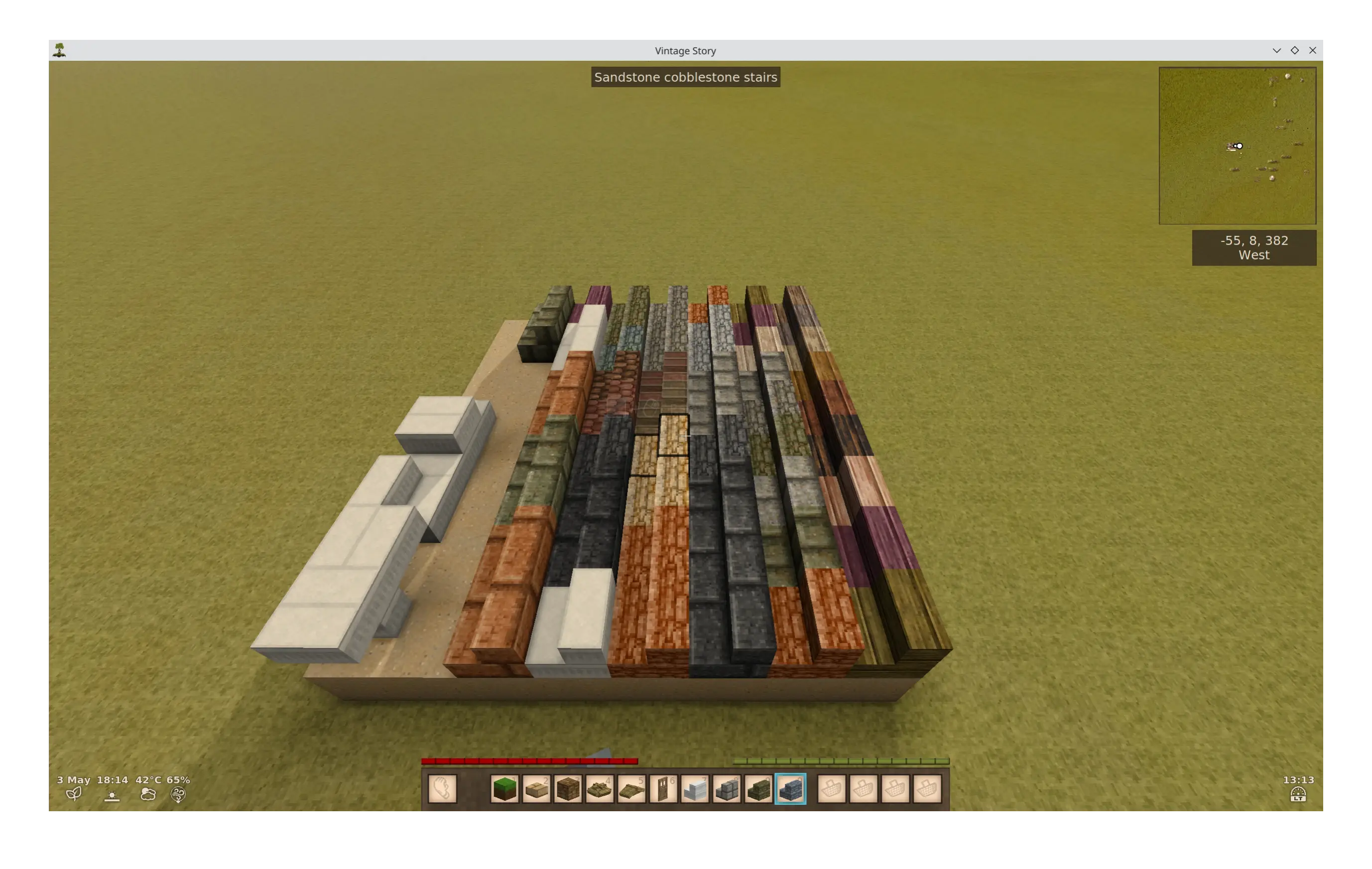 the vintage story stairs, side on.