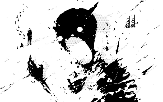 A small character walking to a statue humming the second bar of Suite in B-Flat Major, HWV 434: I. Prelude