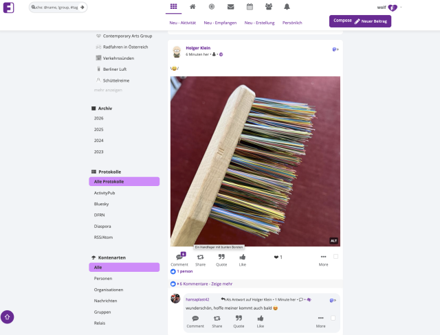 Ein Screenshot meiner Friendicatimeline mit der im Post beschriebenen Darstellungsdopplung