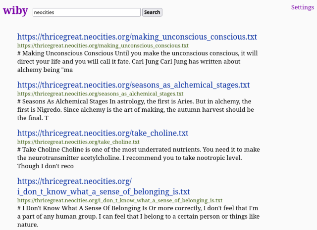 Search results for neocities on wiby