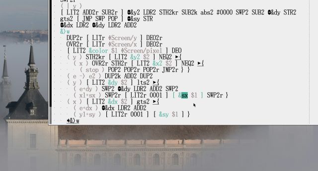 An uxntal door that gets loaded with an opcode dynamically.