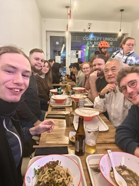 Photo of the PINE64 community dinner before FOSDEM.