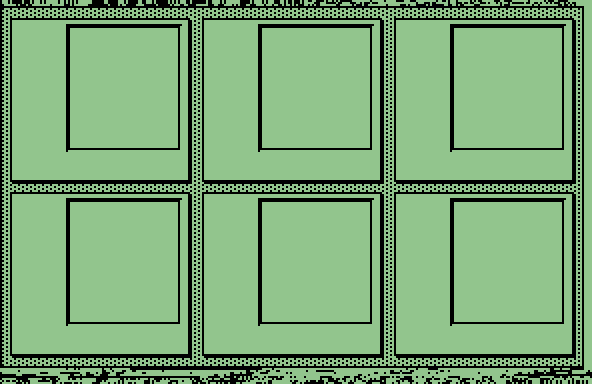 A pixel image of a frame divided into 3x2 grid with icon placeholders