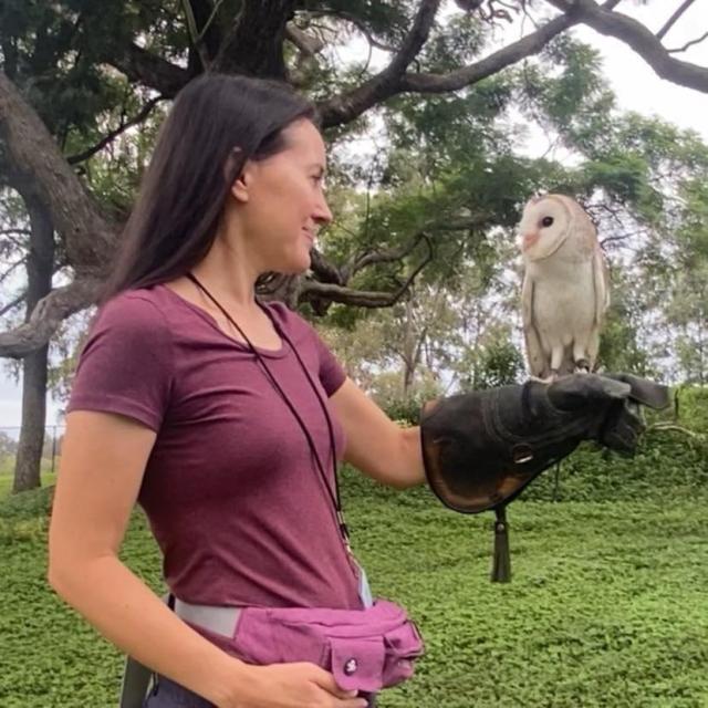 Me holding a beautiful barn owl 