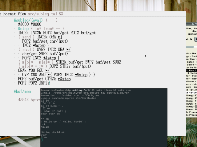 An implementation of the SUBLEQ CPU in Uxntal, and some test REPL commands.