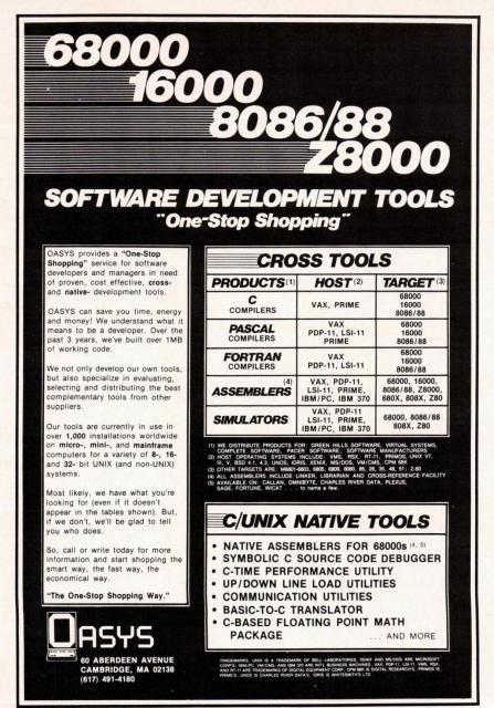 Vintage advertisement for software development tools, featuring prices for various compilers and utilities.
