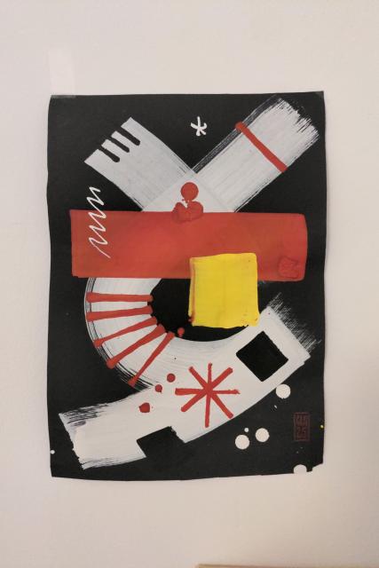 An abstract painting with few bold brush strokes