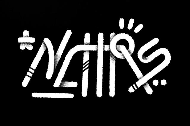 A black and white image of a typeset spelling nchrs