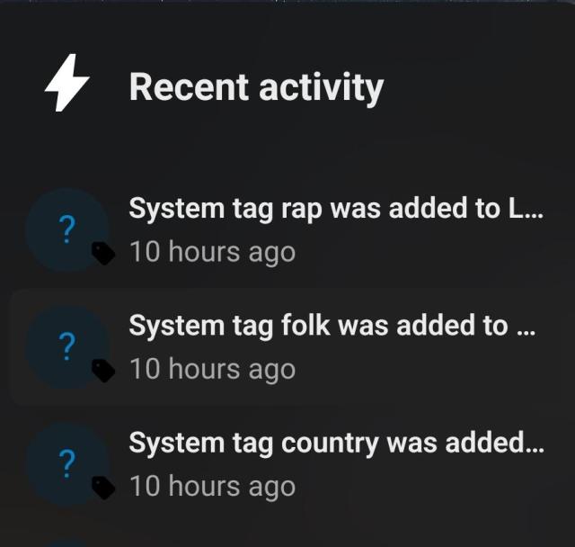 Recent Activity is a long list of tag messages 