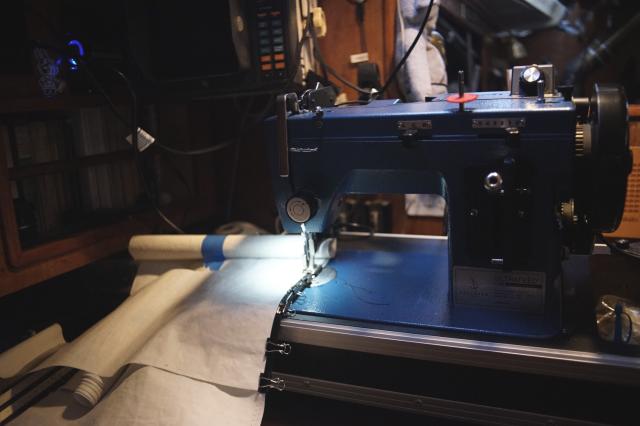 Sailrite machine eating that stuff up