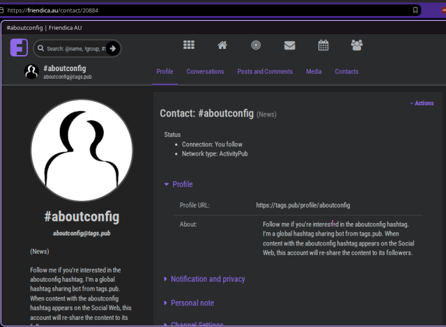 pic3

#aboutconfig
aboutconfig@tags.pub
(News)
Follow me if you're interested in the aboutconfig hashtag. I'm a global hashtag sharing bot from tags.pub. When content with the aboutconfig hashtag appears on the Social Web, this account will re-share the content to its followers.