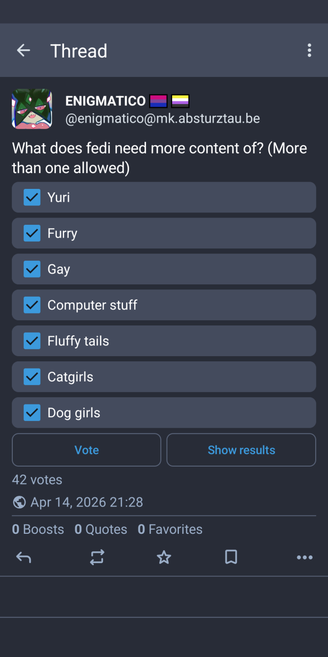 Screenshot of the poll with every option ticked