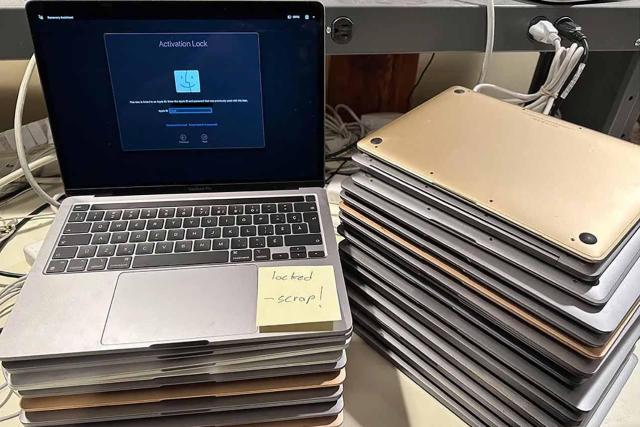 Stack of t2 era macbooks all locked 