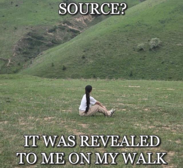 Source? It was revealed to me on my walk.