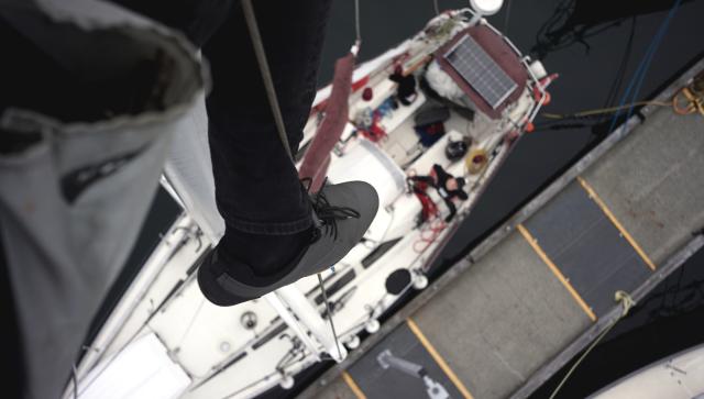 The view from up the mast aboard Pino.