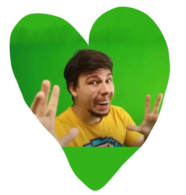 an image of that Mr beast impersonator green screen masked into a drawing of a love heart