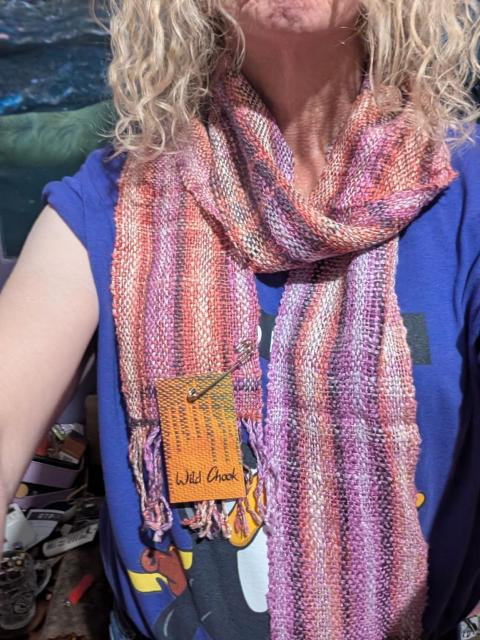 Me modelling a scarf from Wild Cook choc berry scarf