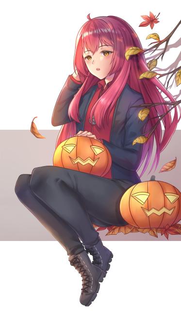 illistration of me sitting with pumpkins