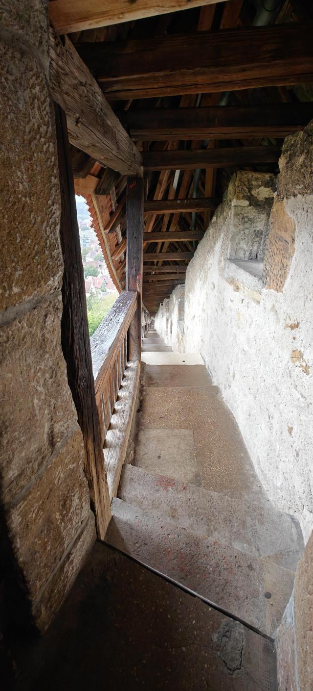 Photo shows a steep staircase in the German town of Esslingen