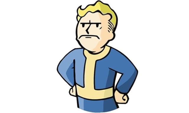 Vault Boy from the Fallout series is shown with his hands on his hips and a disappointed look on his face in front of a solid white background