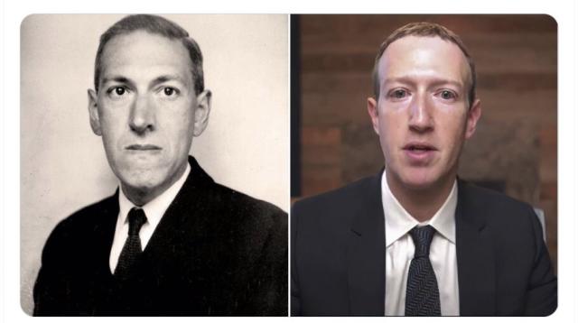 Pictures of H.P. Lovecraft and Mark Zuckerberg placed side by side. The resemblance is uncanny.