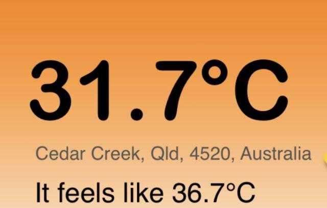 Temperature display showing 31.7°C with a Feels Like temp of 36.7°C