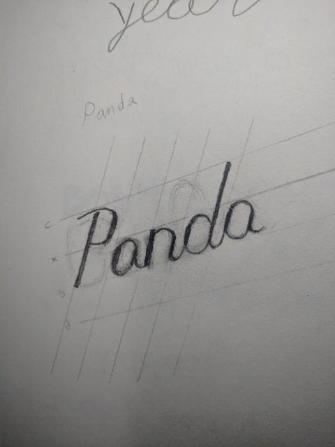 Initial sketch of the word "Panda"