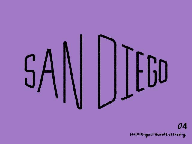 Sketch of the word San Diego in perspective