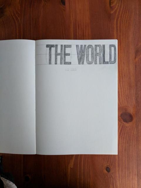 Illustration of the word The World in a san serif typeface.