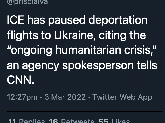 ICE has paused deportation flights to Ukraine, citing the “ongoing humanitarian crisis,” an agency spokesperson tells CNN.