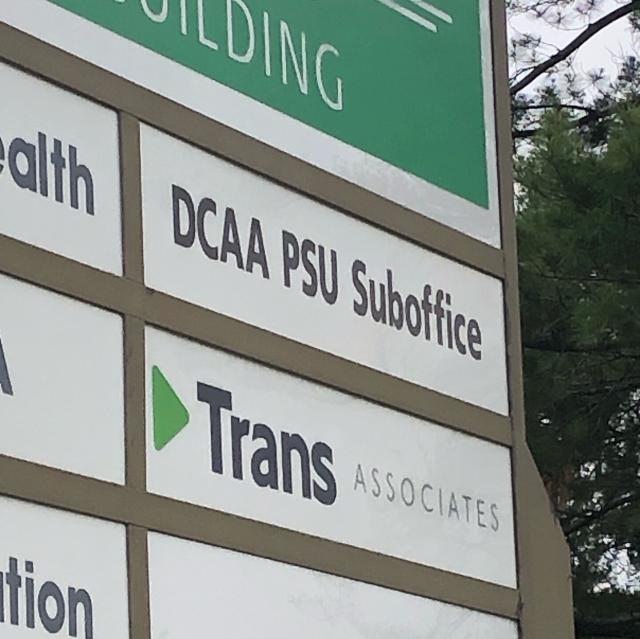 Office park sign for Trans Associates 
