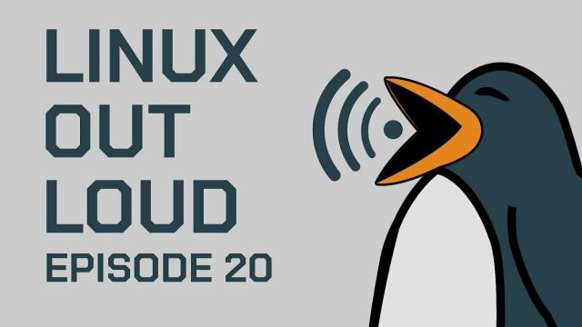 Linux Out Loud Episode 20 Logo featuring a penguin with its mouth open and an RSS or wifi logo coming out of the penguins mouth :-)