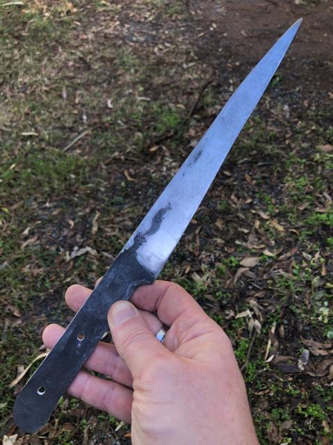 24cm (blade length) carving knife being held lightly in my hand. 