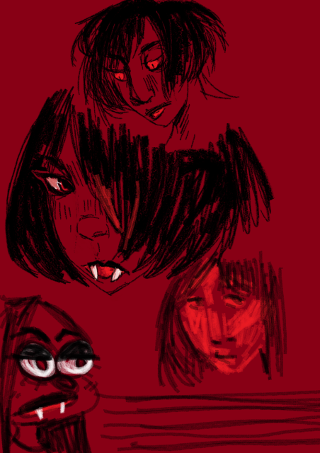 red and black vampire girl sketches