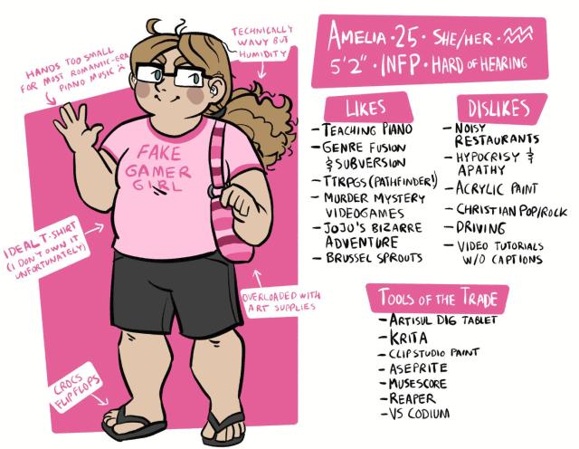 A meet the artist meme, featuring Amelia. The text won't fit here but it's all pretty inconsequential information anyway.