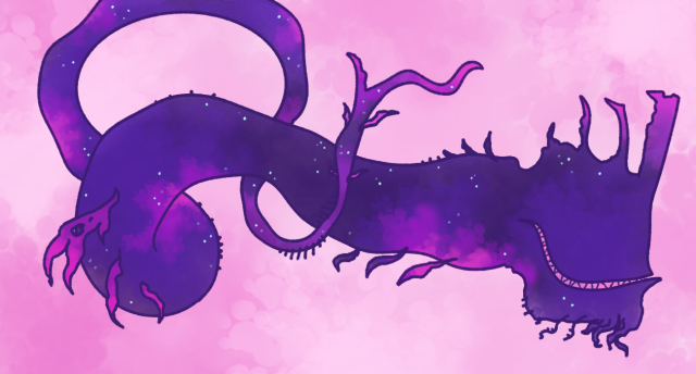 A colossal eyeless purple leviathan