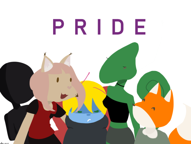 A lineless drawing of some furries.