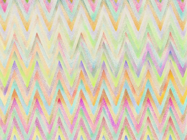 Noisy, colorful, abstract art, made up of rows of stacked zigzag patterns, each with different gradients of colors airbrushed inside them.