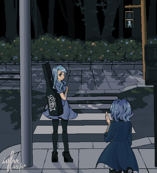 Two girls crossing the street
