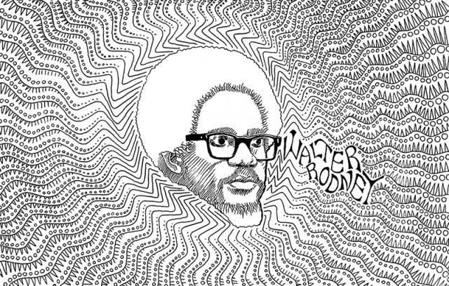 Pen and ink drawing of Walter Rodney