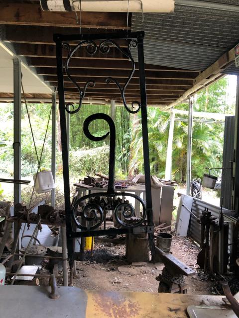 Number 9 decorative panel in black. 