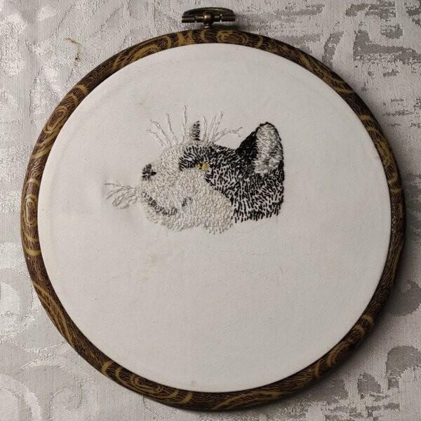 Embroidery of Asy the Asymmetric Cat