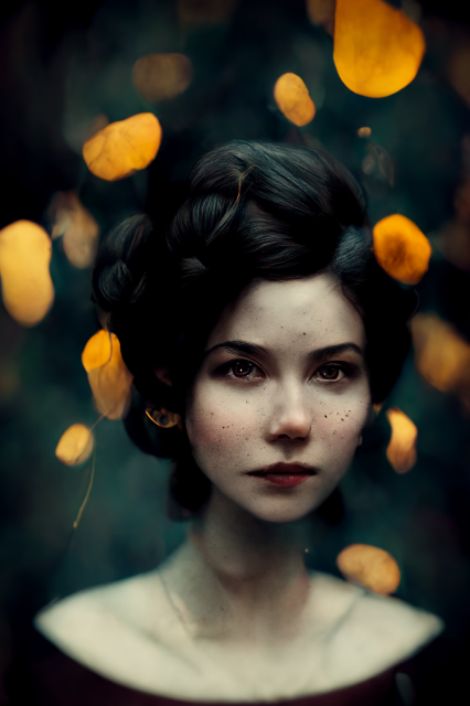 delicate portrait of a woman, with a lot of blur and bokeh