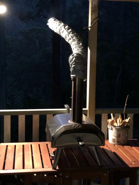 Ooni Karu 12 pizza oven in wood-fired mode