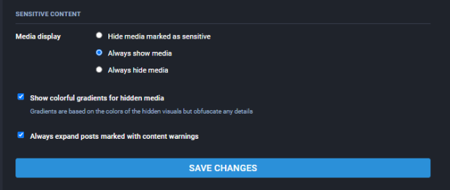 Screenshot of toggle in preferences
