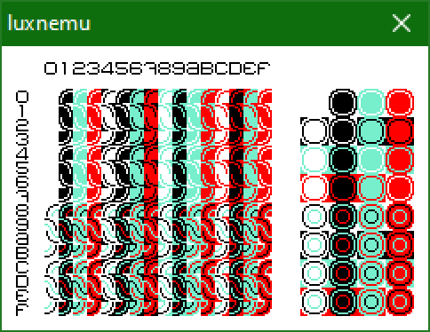 Screenshot of correct varvara screen test ROM written in Pascal