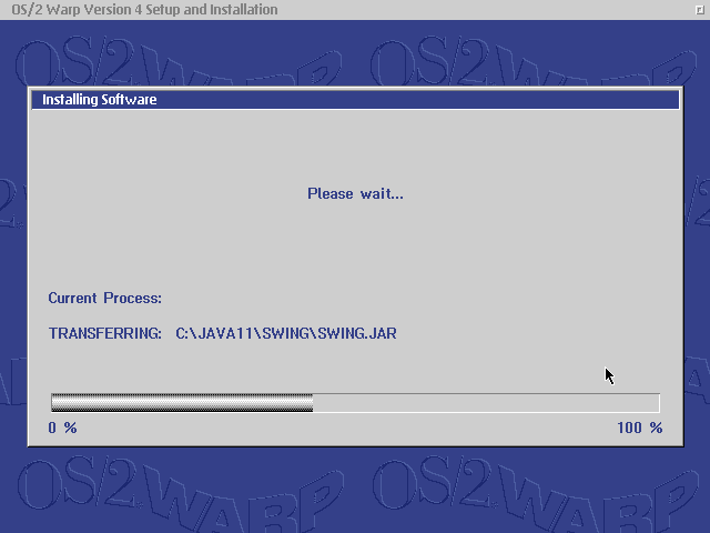 OS/2 installer progress bar, not a lot to say, other than the screenshot was captured when installing the JAR for Java's Swing
