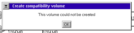 "This volume could not be created"
