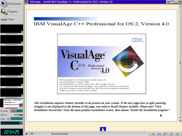 Splash screen for the installer of Visual Age C++ 4.0, but this time is a Netscape web view, ooooooo!